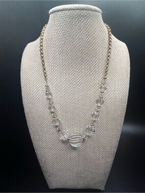 Elegant vintage crystal necklace with an Art Deco-inspired look, likely MCM era